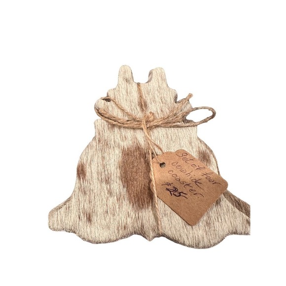 Real Cowhide Coasters 4pk - Picture 5 of 7